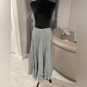 CP Shades 100% linen Lily floral print Maxi Skirt XS